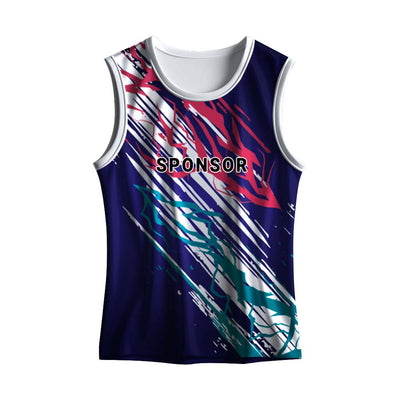 Men's Navy Abstract Brush Custom Sports Singlet | Sleeveless Dry Fit Running Vest