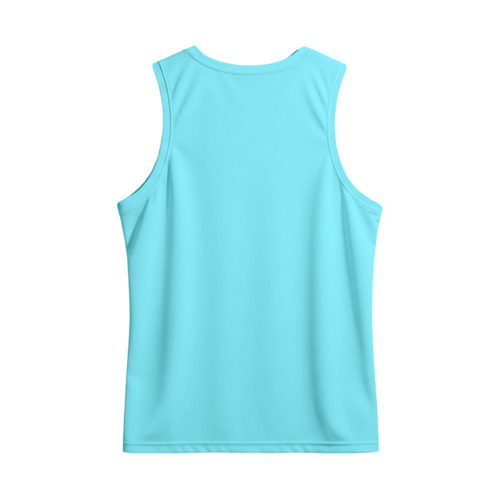 Men's Sky Blue & Pink Graphic Sports Singlet | Custom Dry Fit Sleeveless Jersey