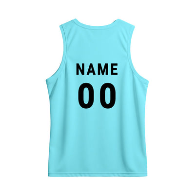 Men's Sky Blue & Pink Graphic Sports Singlet | Custom Dry Fit Sleeveless Jersey