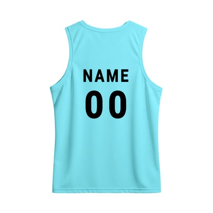 Men's Sky Blue & Pink Graphic Sports Singlet | Custom Dry Fit Sleeveless Jersey
