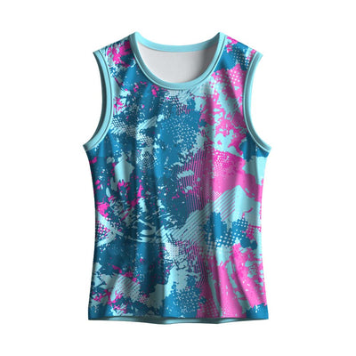 Men's Sky Blue & Pink Graphic Sports Singlet | Custom Dry Fit Sleeveless Jersey