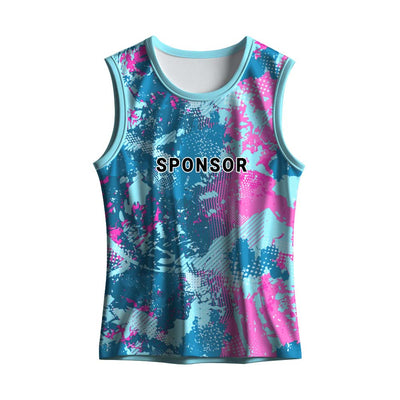 Men's Sky Blue & Pink Graphic Sports Singlet | Custom Dry Fit Sleeveless Jersey