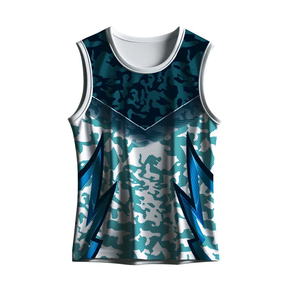 Men's White & Teal Camo Sports Singlet | Custom Dry Fit Athletic Tank