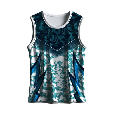 Men's White & Teal Camo Sports Singlet | Custom Dry Fit Athletic Tank