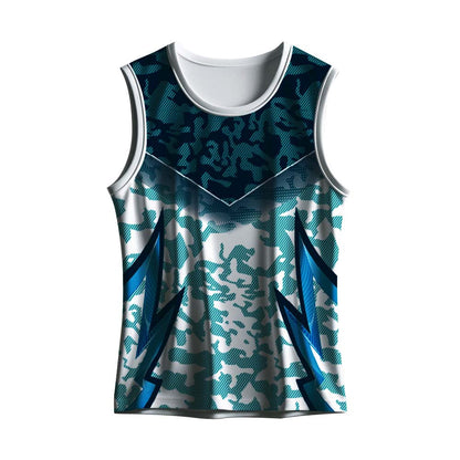 Men's White & Teal Camo Sports Singlet | Custom Dry Fit Athletic Tank