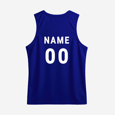 Blue & Red Geometric Sleeveless Sports Jersey | Custom Dry Fit Running Singlet