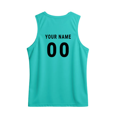 Custom teal dry-fit sando featuring red Lambodar script and Ganesha emblem.