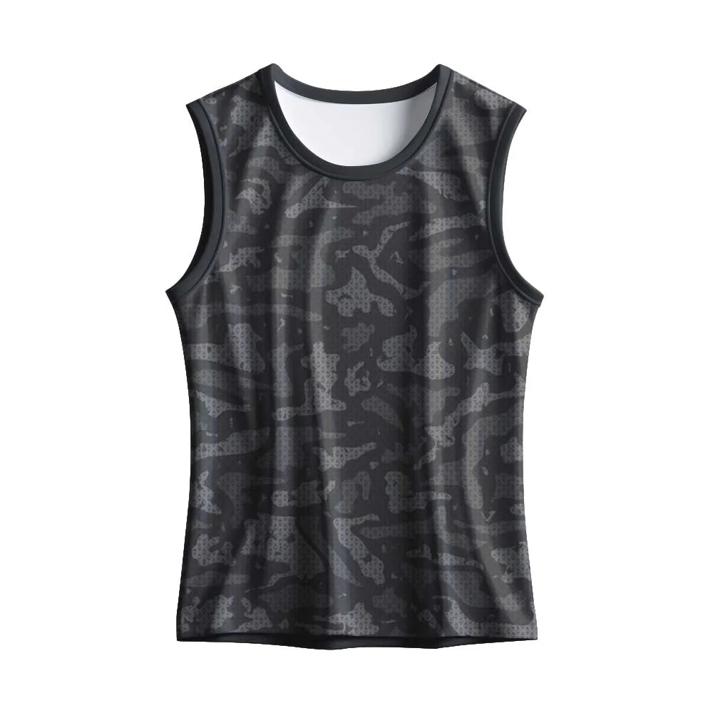 Front view of the charcoal camouflage singlet