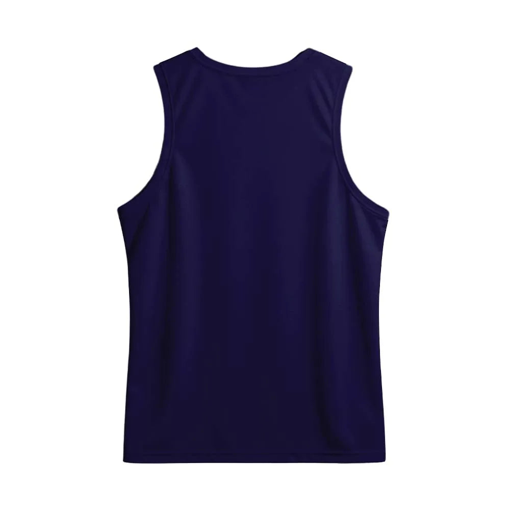 Back view showing the plain navy back