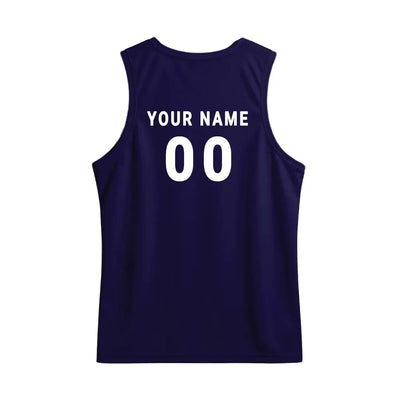 Back mockup showing player name and number on the plain navy back