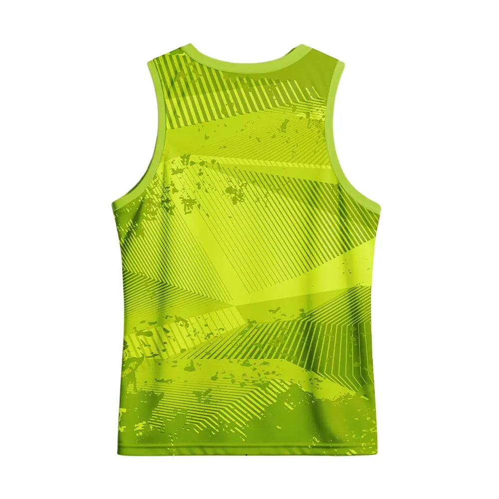 Back view showing the lime-green patterned back