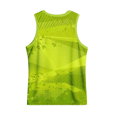 Back view showing the lime-green patterned back