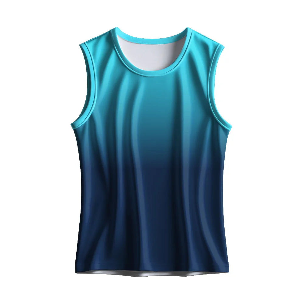 Front view of the turquoise-to-navy gradient singlet