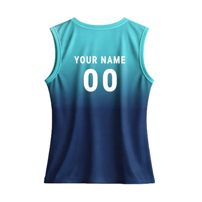 Back mockup showing player name and number on the turquoise-to-navy gradient back