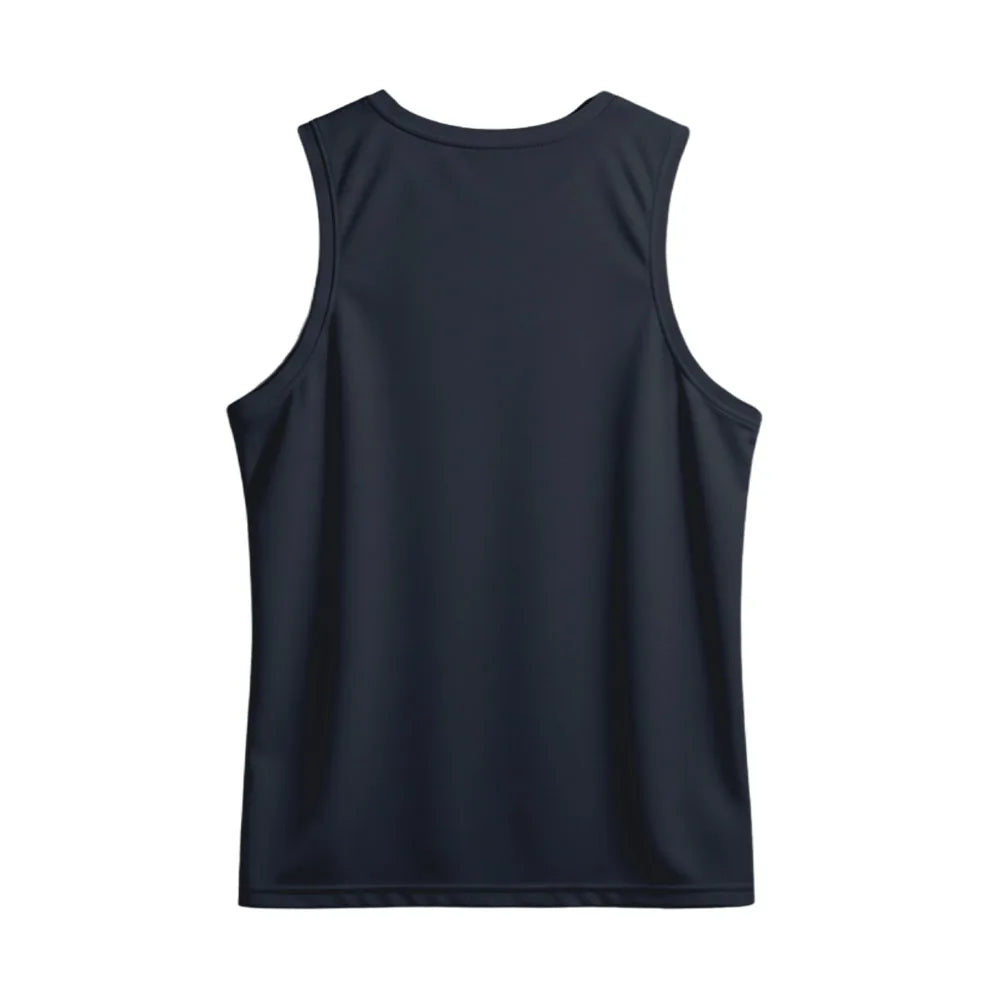 Back view showing the plain navy back