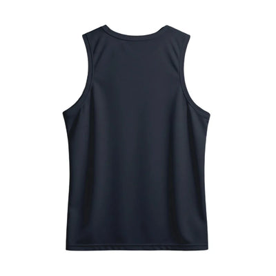 Back view showing the plain navy back