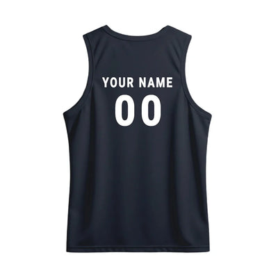 Back mockup showing player name and number on the plain navy back