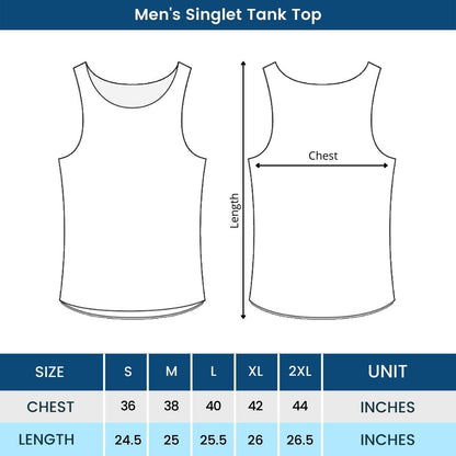 Dark Blue Men's Dry Fit Sports Tank Top Size Guide ,Premium Dry Fit Men's Tank Top Size Chart