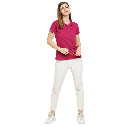 Cotton Polo Neck T-Shirt For Women - Style & Comfort
