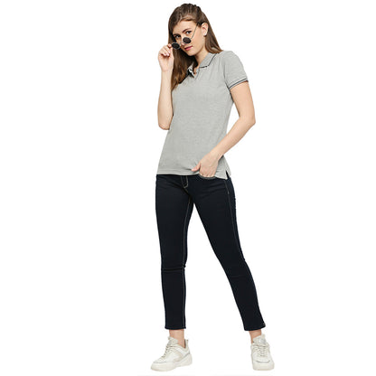 Classic Women's Plain Polo Neck T-Shirt - Versatile & Comfortable