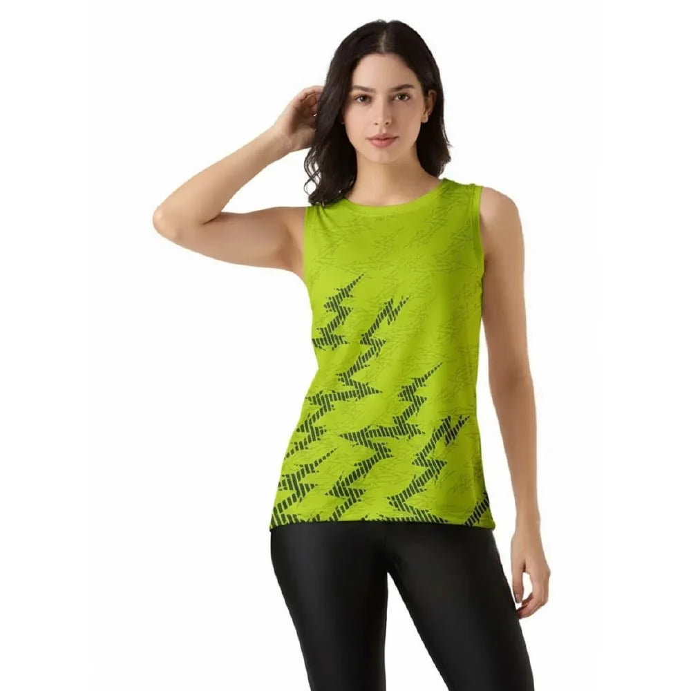 VoltStrike Green Sleeveless Gym Singlet for Women | Quick Dry Fit Top