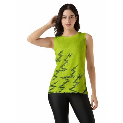 VoltStrike Green Sleeveless Gym Singlet for Women | Quick Dry Fit Top