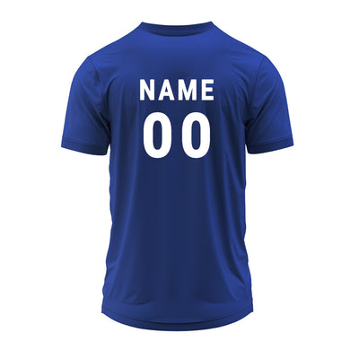 Custom Royal Blue V Neck Jersey with Wave Line Design | Personalized Sports T-Shirt