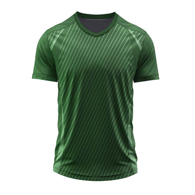 Forest Green Custom V-Neck Dry Fit Sports Jersey with Diagonal Stripe Design