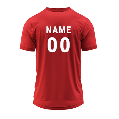 Custom Red V Neck Team Jersey with Chest Stripe | Personalized Dry Fit Sports T-Shirt