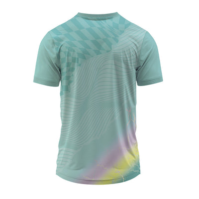 Custom V Neck Sports Jersey – Mint Green Wave Design