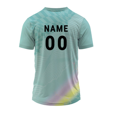 Custom V Neck Sports Jersey – Mint Green Wave Design