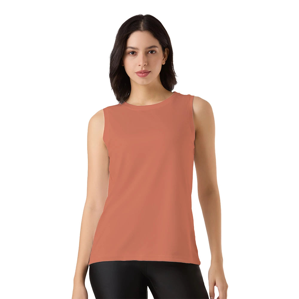 rust orange tank top, women sleeveless shirt, gym wear tops, ladies gym wear, female gym wear, womens gym top, singlet for women, sleeveless activewear, ladies sleeveless t shirt, workout tank top, stylish gym wear, gym tank for women, running singlet, breathable gym wear, sleeveless sports jersey, gym wear t shirt for women, sleeveless workout shirt, casual sleeveless tee