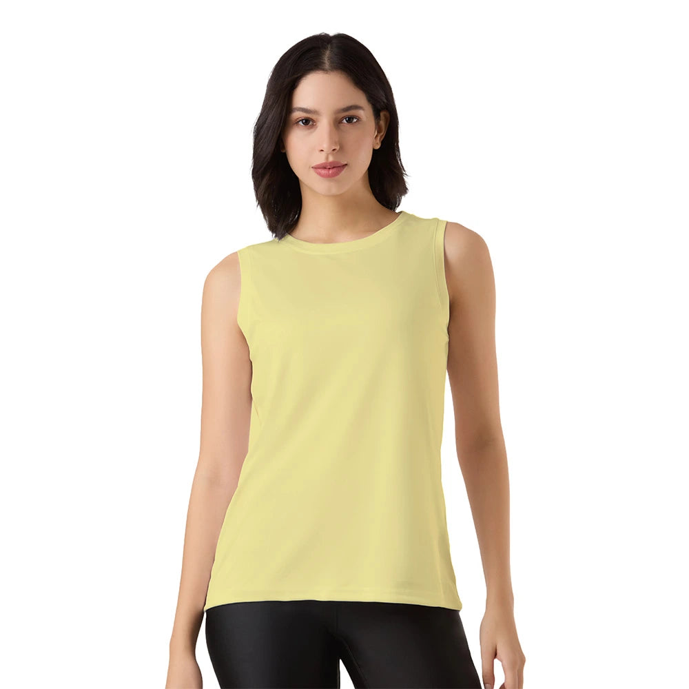 light yellow tank top for women, women’s dry fit sleeveless top, breathable gym tank top women, solid color workout top, ladies activewear singlet, moisture wicking tank top, women’s fitness clothing India, yoga top for women dry fit, athletic wear tank top women, sportswear tops for women, lightweight sleeveless gym wear, ladies performance tank top, women’s quick dry workout top, stylish workout tops for ladies, dry fit tops online India