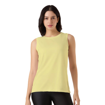 light yellow tank top for women, women’s dry fit sleeveless top, breathable gym tank top women, solid color workout top, ladies activewear singlet, moisture wicking tank top, women’s fitness clothing India, yoga top for women dry fit, athletic wear tank top women, sportswear tops for women, lightweight sleeveless gym wear, ladies performance tank top, women’s quick dry workout top, stylish workout tops for ladies, dry fit tops online India