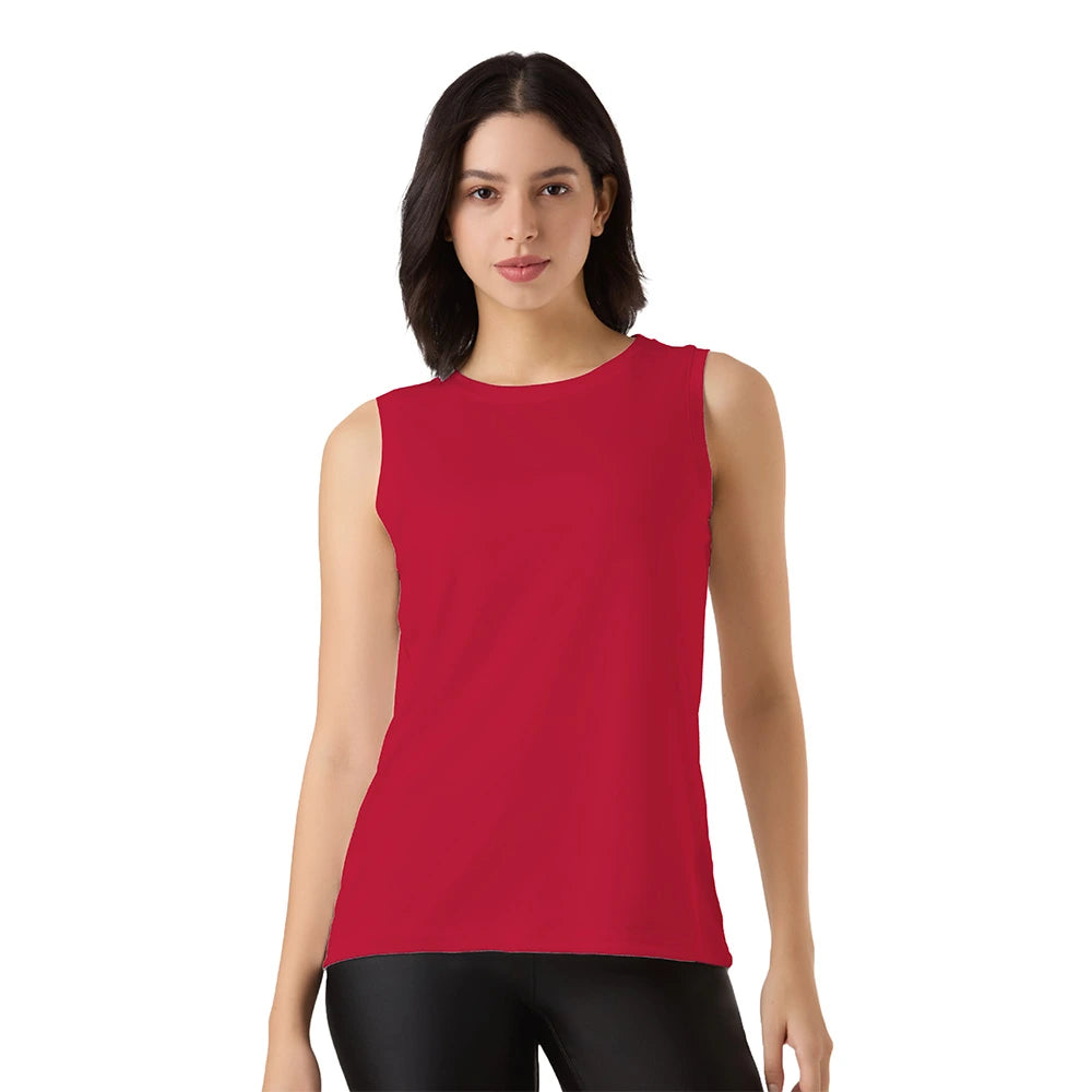 red women’s tank top, activewear singlet for women, red gym top, dry fit tank top, moisture wicking top, women’s workout shirt, sleeveless fitness top, breathable red top for gym, women’s sportswear, summer gym wear, yoga tank top women, athletic wear women, solid color tank tops, women’s gym clothing, red dryfit activewear