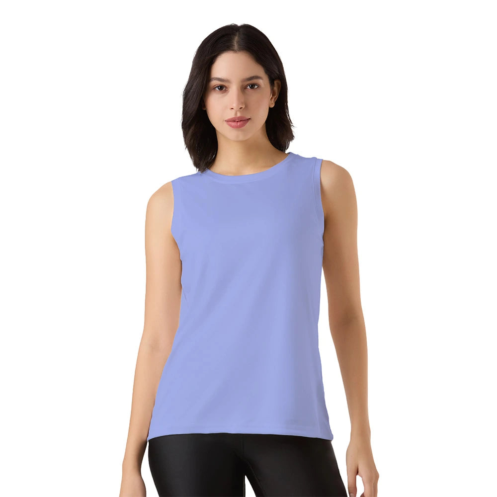 women's light blue tank top, dry fit tank top, activewear for women, sleeveless workout top, gym wear for women, fitness tank top, breathable gym top, yoga tank top women, athletic tops for women, moisture wicking tank, summer tank tops women, sportswear tank top, women’s training top, lightweight workout tank, solid color activewear