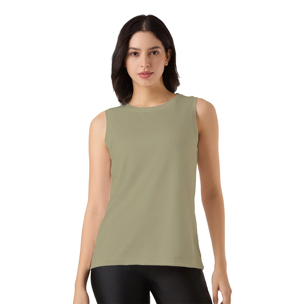 olive green tank top for women, women's dry fit sleeveless top, gym tank top women, activewear tops for women, workout tank top ladies, breathable gym wear, moisture wicking sportswear, sleeveless yoga top women, solid color tank top, fitness wear for women, summer sports top female, lightweight workout top, women's olive green gym shirt