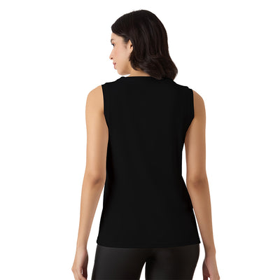 Women's Black Sleeveless Singlet — Team Logo & Jersey Number Custom