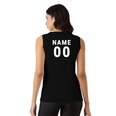 Women's Black Sleeveless Singlet — Team Logo & Jersey Number Custom
