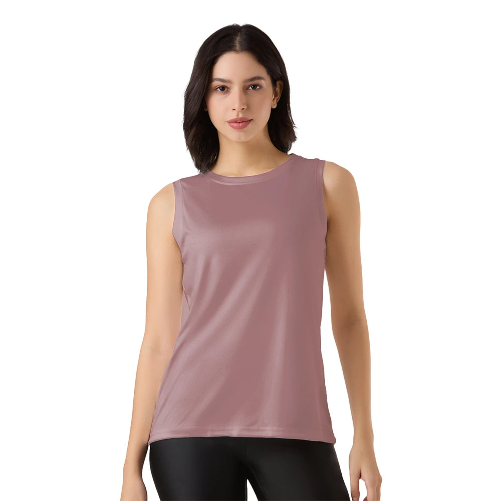 mauve tank top women, sleeveless gym top, women's activewear top, quick dry singlet, solid color workout tank, yoga tank women, breathable gym shirt, stylish fitness tank top, moisture-wicking singlet, summer tops for women, gym wear India, fitness tank top
