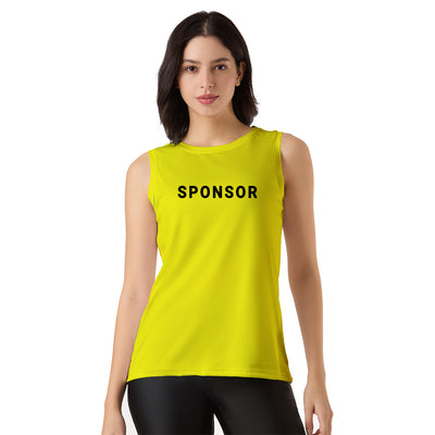 Women's Yellow Sleeveless Tank Top | Personalised Athletic Tank Top