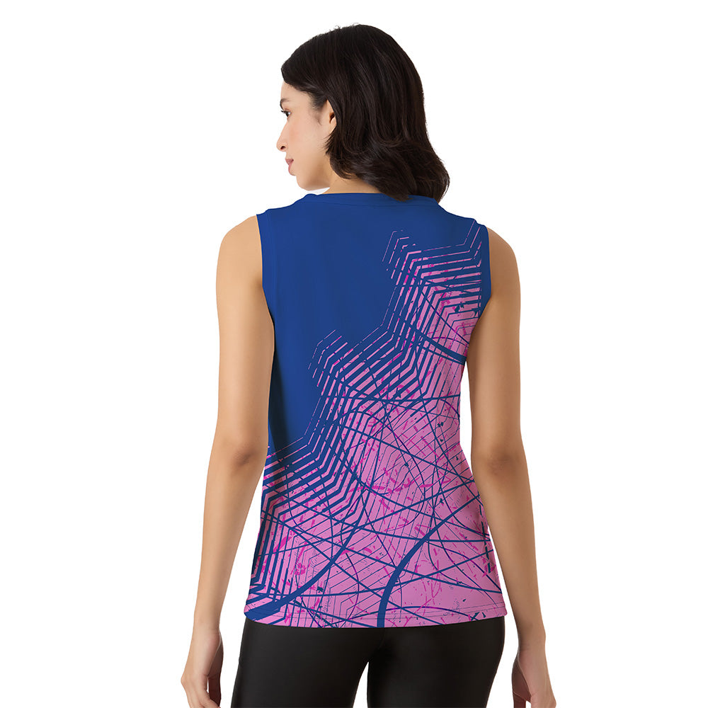 Women’s Graphic Performance Singlet – Custom Blue & Pink Active Tank