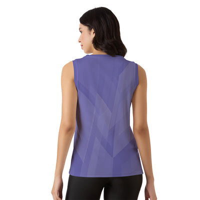 Purple Geometric Custom Sleeveless Singlet for Women – Lightweight & Quick Dry