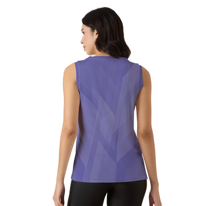 Purple Geometric Custom Sleeveless Singlet for Women – Lightweight & Quick Dry