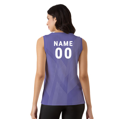 Purple Geometric Custom Sleeveless Singlet for Women – Lightweight & Quick Dry