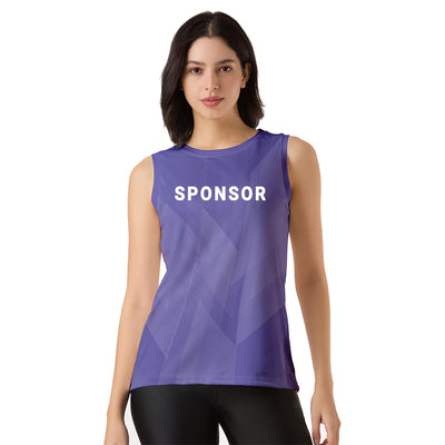 Purple Geometric Custom Sleeveless Singlet for Women – Lightweight & Quick Dry