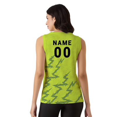 VoltStrike Green Personalised Sleeveless Gym Singlet for Women | Quick Dry Fit Top