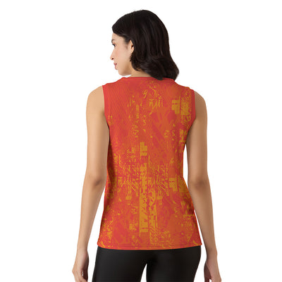 Women’s Energy Print Singlet – Custom Red Performance Sleeveless Active Tank