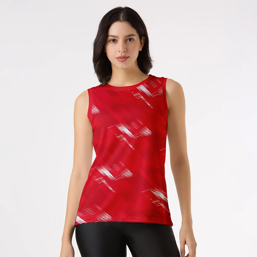 red gym top women, glitch print gym wear, sleeveless workout tank, women’s dry fit singlet, breathable gym tank top, fitness top women, activewear singlet, red training top, dry fit tops for women, running tank, yoga tank top women, moisture wicking top, glitch sportswear
