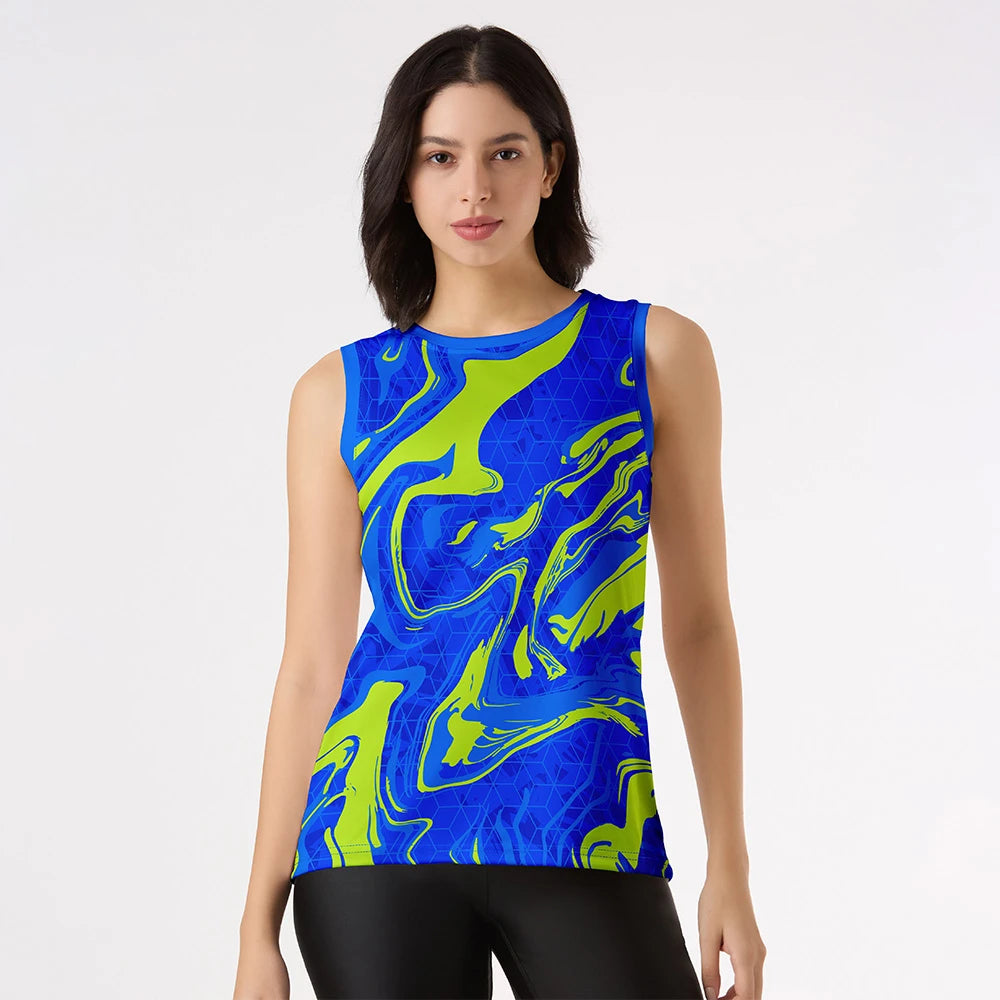 women singlet, sleeveless gym shirt women, ladies gym wear tops, digital print gym top, quick dry tank top, performance singlet, neon green gym wear, workout singlet for women, gym tank top, breathable activewear, cool gym wear, gym wear tops for women, stylish gym singlet, women in gym wear, gym sleeveless